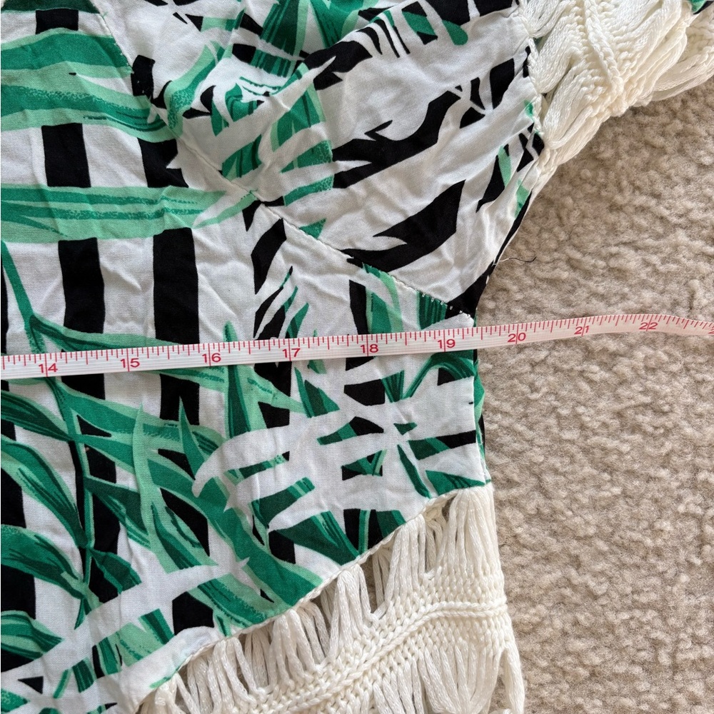 Tropical green leaves Fringe tassel tunic Top by Negs, sz XL (see measurements) - Picture 3 of 4
